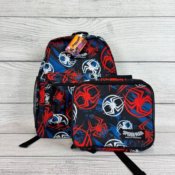 Spiderman Boys Graphic Red & Blue School Backpack & Lunchbox Set - Picture 1 of 9
